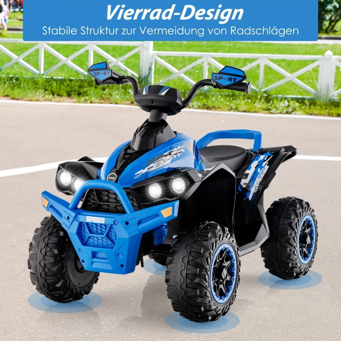 12V Elektro Kinderquad mit Musik Hupe und LED Scheinwerfer Elektroquad Blau