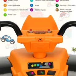 12V Elektro Kinderquad mit Scheinwerfer Mini Elektroquad mit Musik & Hupe Kinderauto Orange