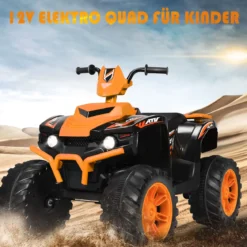 12V Elektro Kinderquad mit Scheinwerfer Mini Elektroquad mit Musik & Hupe Kinderauto Orange