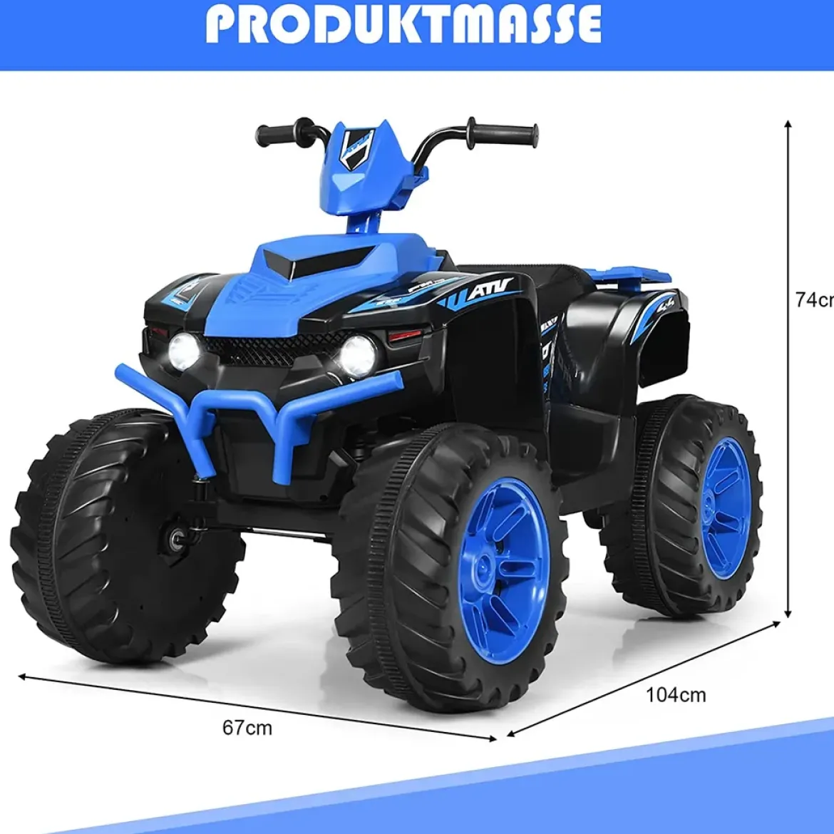 12V Elektro Kinderquad mit Scheinwerfer Mini Elektroquad mit Musik & Hupe 4 Räder Kinder Quad 2,8-5 km/h für Kinder ab 3 Jahren Blau