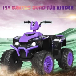 12V Elektro Kinderquad mit Scheinwerfer Mini Elektroquad mit Musik & Hupe Lila