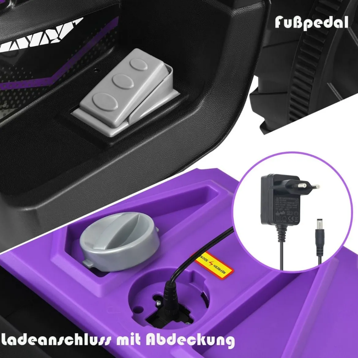 12V Elektro Kinderquad mit Scheinwerfer Mini Elektroquad mit Musik & Hupe Lila