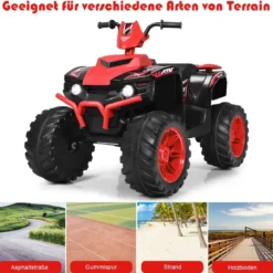 12V Elektro Kinderquad mit Scheinwerfer Mini Elektroquad mit Musik & Hupe 4 Räder Kinder Quad 2,8-5 km/h für Kinder ab 3 Jahren Rot