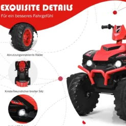 12V Elektro Kinderquad mit Scheinwerfer Mini Elektroquad mit Musik & Hupe 4 Räder Kinder Quad 2,8-5 km/h für Kinder ab 3 Jahren Rot