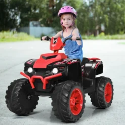 12V Elektro Kinderquad mit Scheinwerfer Mini Elektroquad mit Musik & Hupe 4 Räder Kinder Quad 2,8-5 km/h für Kinder ab 3 Jahren Rot