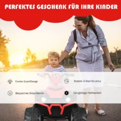 12V Elektro Kinderquad mit Scheinwerfer Mini Elektroquad mit Musik & Hupe 4 Räder Kinder Quad 2,8-5 km/h für Kinder ab 3 Jahren Rot
