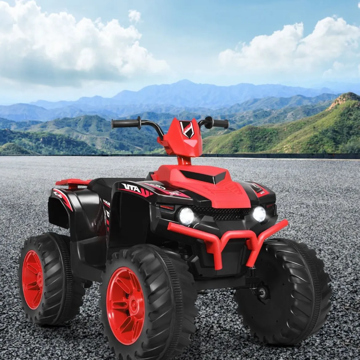 12V Elektro Kinderquad mit Scheinwerfer Mini Elektroquad mit Musik & Hupe 4 Räder Kinder Quad 2,8-5 km/h für Kinder ab 3 Jahren Rot