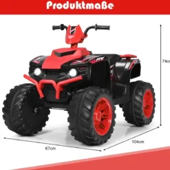 12V Elektro Kinderquad mit Scheinwerfer Mini Elektroquad mit Musik & Hupe 4 Räder Kinder Quad 2,8-5 km/h für Kinder ab 3 Jahren Rot
