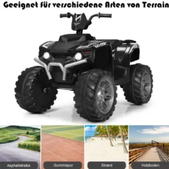 12V Elektro Kinderquad mit Scheinwerfer Mini Elektroquad mit Musik & Hupe 4 Räder Kinder Quad 2,8-5 km/h für Kinder ab 3 Jahren Schwarz