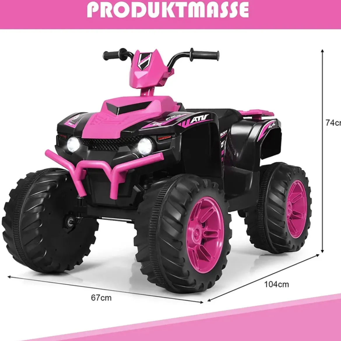 12V Elektro Kinderquad mit Scheinwerfer Mini Elektroquad mit Musik & Hupe Rosa