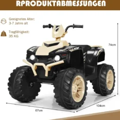 12V Elektro Kinderquad mit Scheinwerfer Mini Elektroquad mit Musik & Hupe Kinderauto Gelb