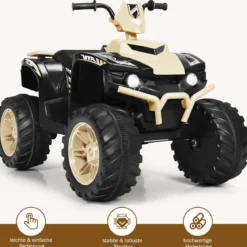 12V Elektro Kinderquad mit Scheinwerfer Mini Elektroquad mit Musik & Hupe Kinderauto Gelb