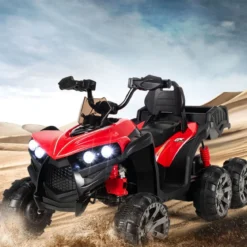 12V Elektro Kinderquad mit Stauraum & LED-Lichtern Mini Elektroquad 3-6 km/h Rot
