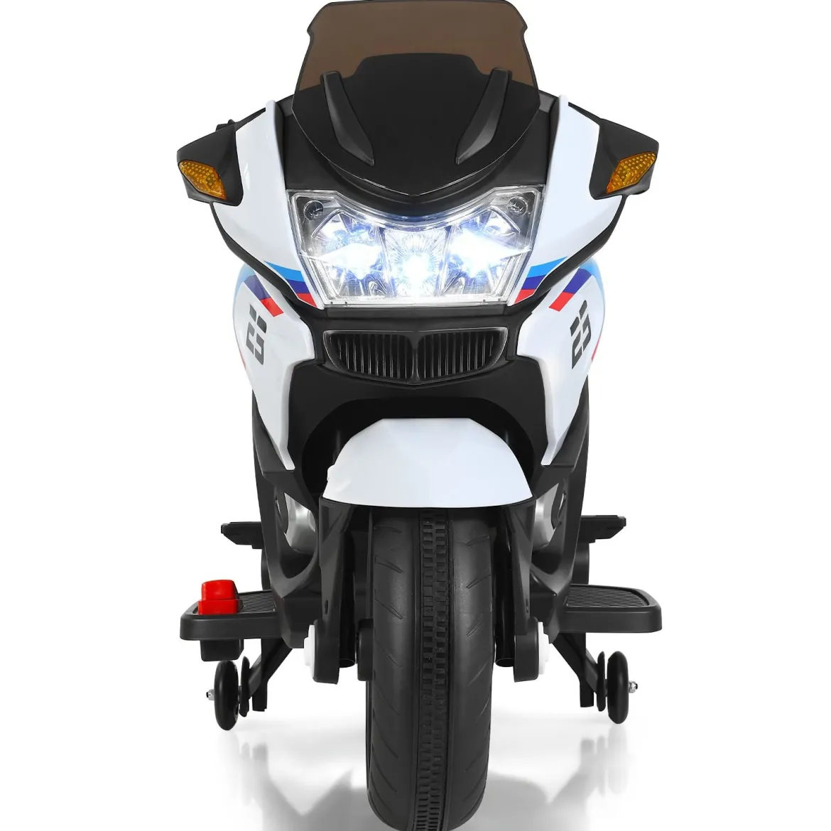 12V Elektro Motorrad Kindermotorrad mit Stützrädern Elektromotorrad Weiß