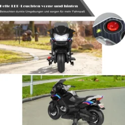12V Elektro Motorrad Kindermotorrad mit Stützrädern Elektromotorrad Schwarz