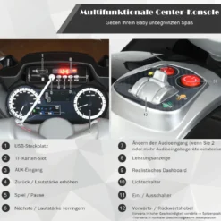 12V Elektro Motorrad Kindermotorrad mit Stützrädern Elektromotorrad Schwarz