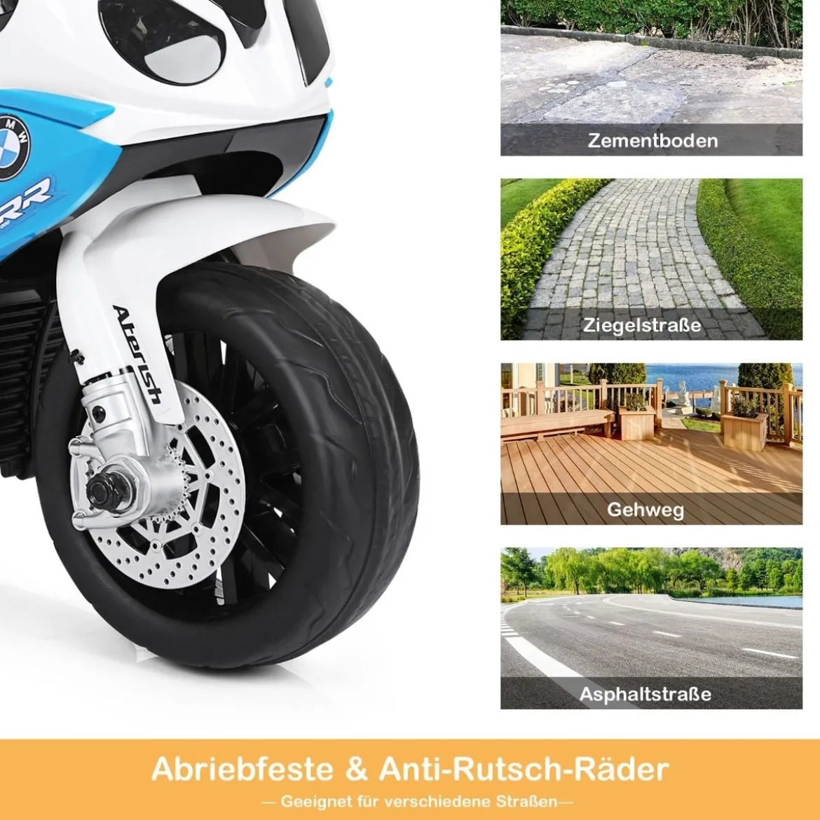 6V Elektro Motorrad Kindermotorrad Elektrofahrzeug für Kinder 66 x 37 x 44,5 cm Blau