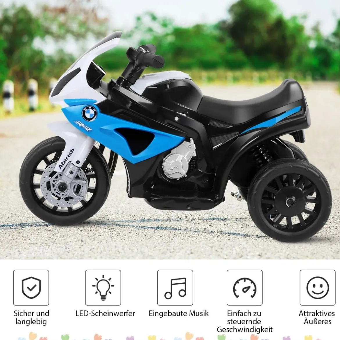 6V Elektro Motorrad Kindermotorrad Elektrofahrzeug für Kinder 66 x 37 x 44,5 cm Blau