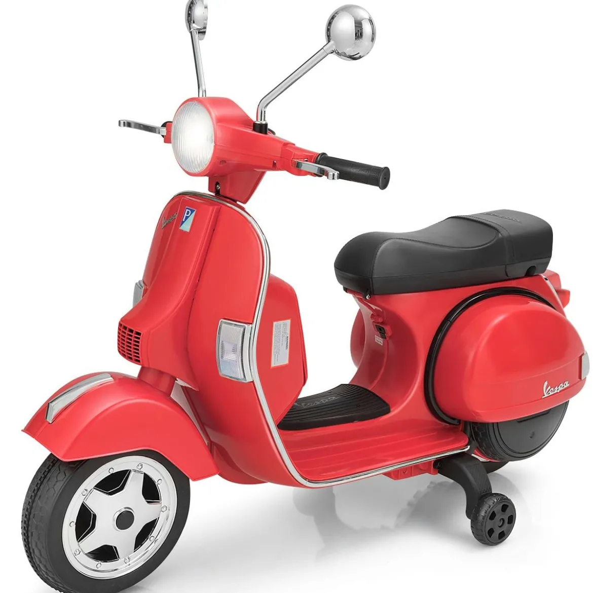 6V Elektro Motorrad mit 2 Stützrädern und Schlüssel & Lichter und Musik für Kinder ab 3 Jahren Rot