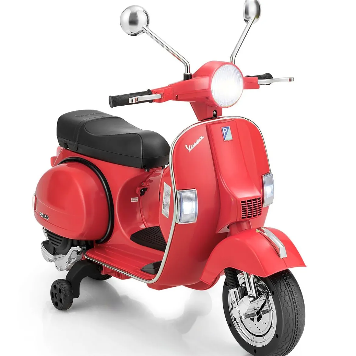 6V Elektro Motorrad mit 2 Stützrädern und Schlüssel & Lichter und Musik für Kinder ab 3 Jahren Rot