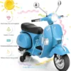 6V Elektro Motorrad mit 2 Stützrädern und Schlüssel & Lichter und Musik für Kinder ab 3 Jahren Blau