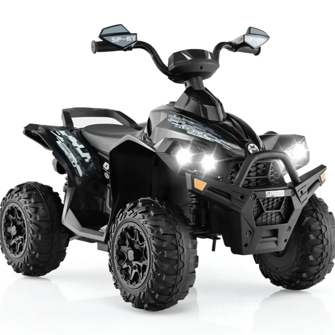 12V Elektroquad mit Musik Hupe & LED Scheinwerfer Elektro Kinderquad Schwarz