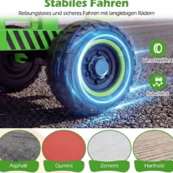 24V Elektro Traktor mit Anhänger & 2,4G Fernbedienung & Hupe Kindertraktor Elektrotraktor Grün