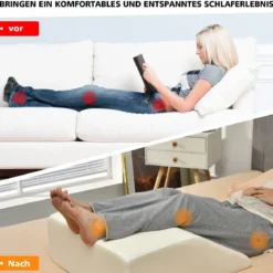 Venenkissen Beinkissen aus Rückstellschaum Schlafkissen Kopfkissen 60 x 54,5 x 20 cm Weiß