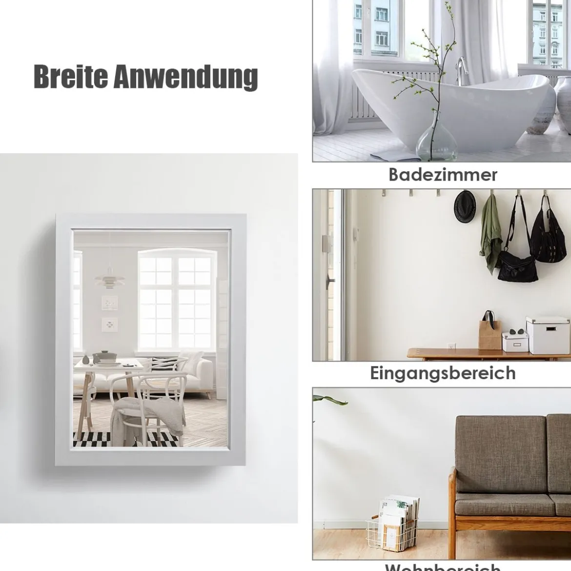 Verspiegelter Badezimmerschrank mit Spiege für Badezimmer 50 x 16 x 66 cm Grau