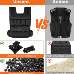 Verstellbare Gewichtsweste für Damen & Herren Fitnessweste mit Abnehmbaren Gewichtsandsäcken 34 cm