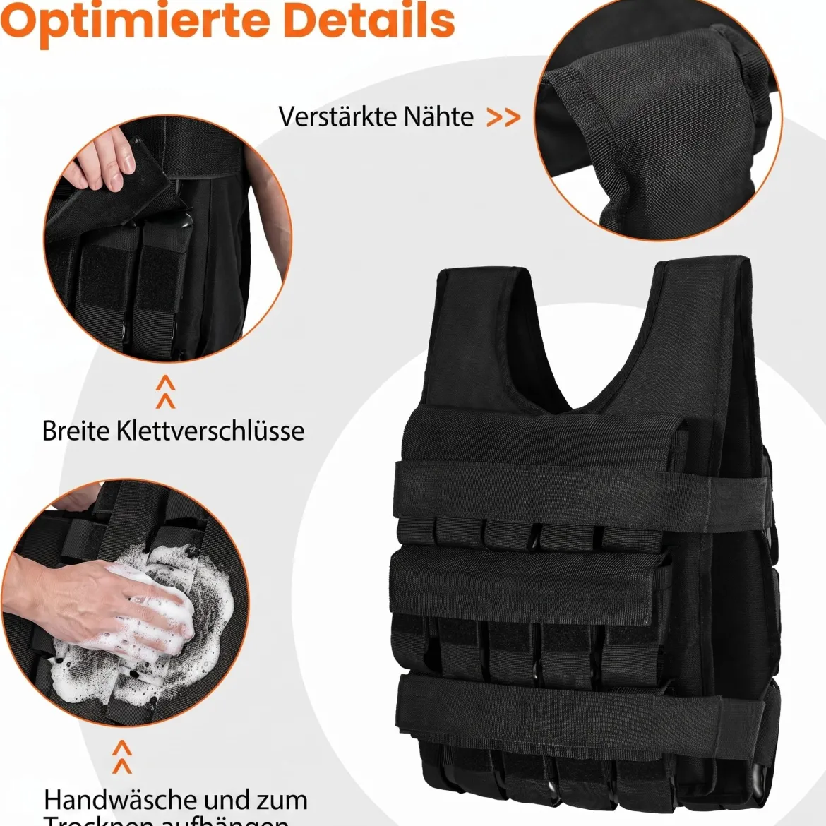 Verstellbare Gewichtsweste für Damen & Herren Trainingsweste mit Weiche Schulterpolster 36 cm
