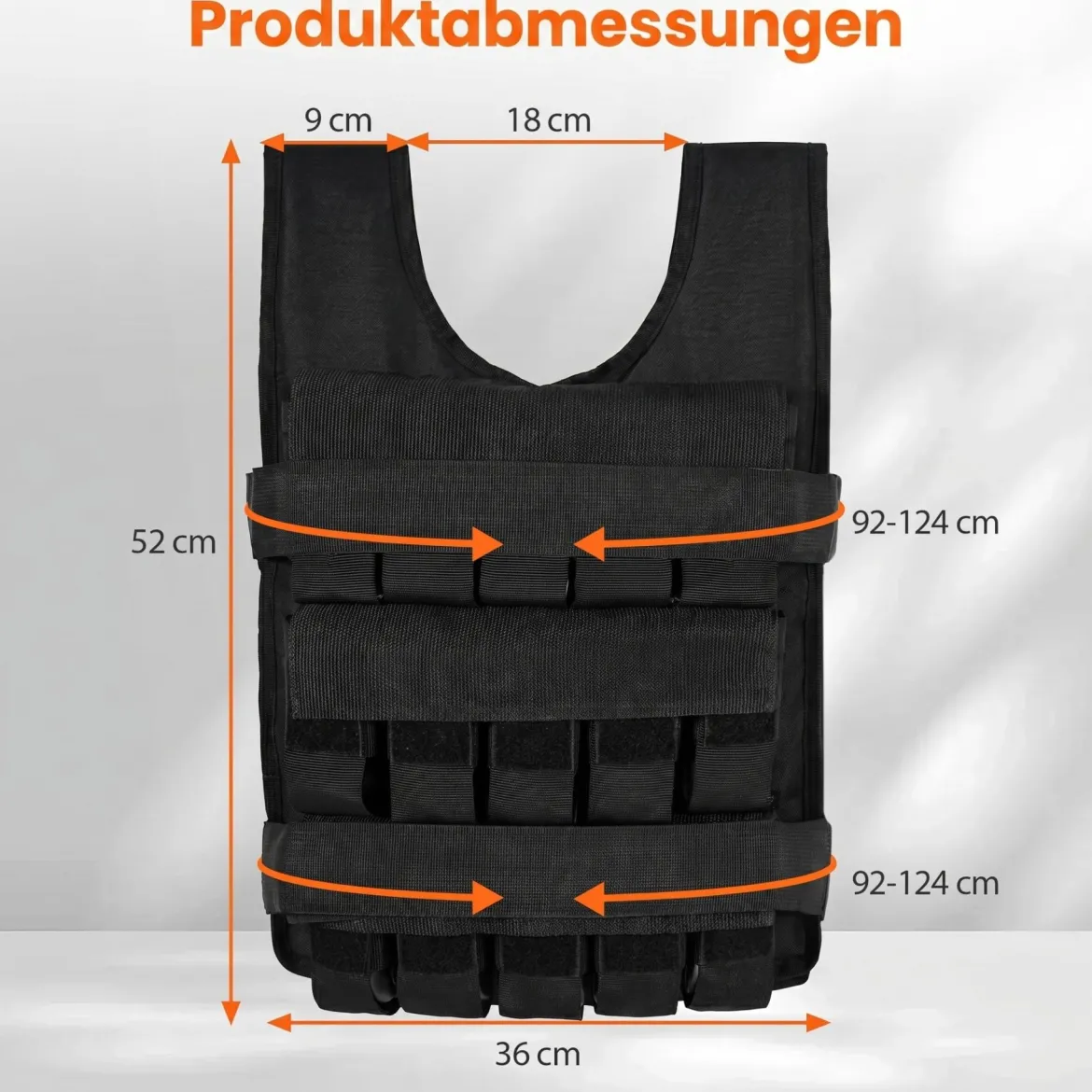 Verstellbare Gewichtsweste für Damen & Herren Trainingsweste mit Weiche Schulterpolster 36 cm