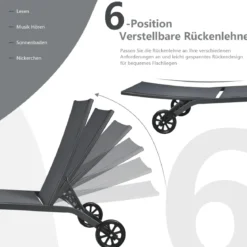 Verstellbare Outdoor-Liege mit Rädern und Schnell Trocknendem Stoff für Pool und Garten