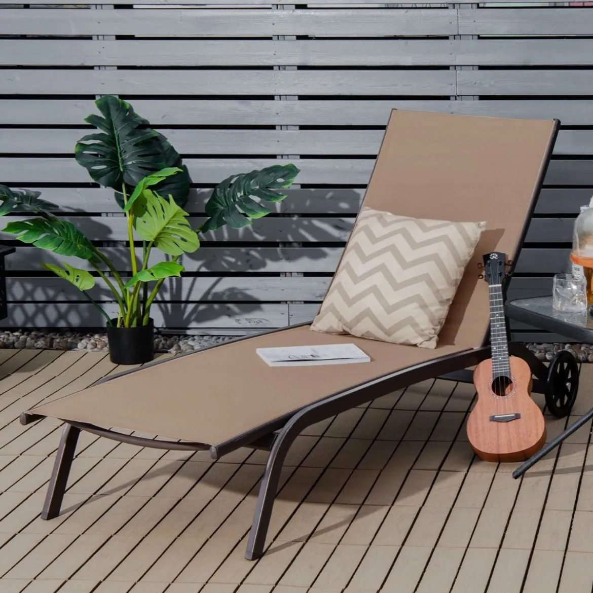 Verstellbare Outdoor-Liege mit Rädern und Schnell Trocknendem Stoff für Pool und Garten