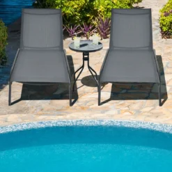 Verstellbare Outdoor-Liege mit Rädern und Schnell Trocknendem Stoff für Pool und Garten
