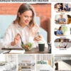 Verstellbarer Betttisch Pneumatischer Medizinischer Nachttisch Braun