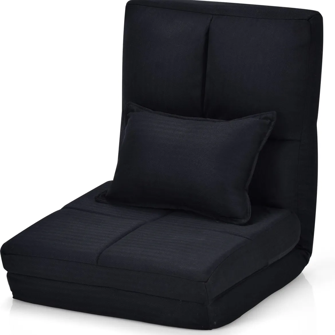 Verstellbarer Bodenstuhl Klappbares Bodensofa mit weichem Kissen Bodensessel Schwarz