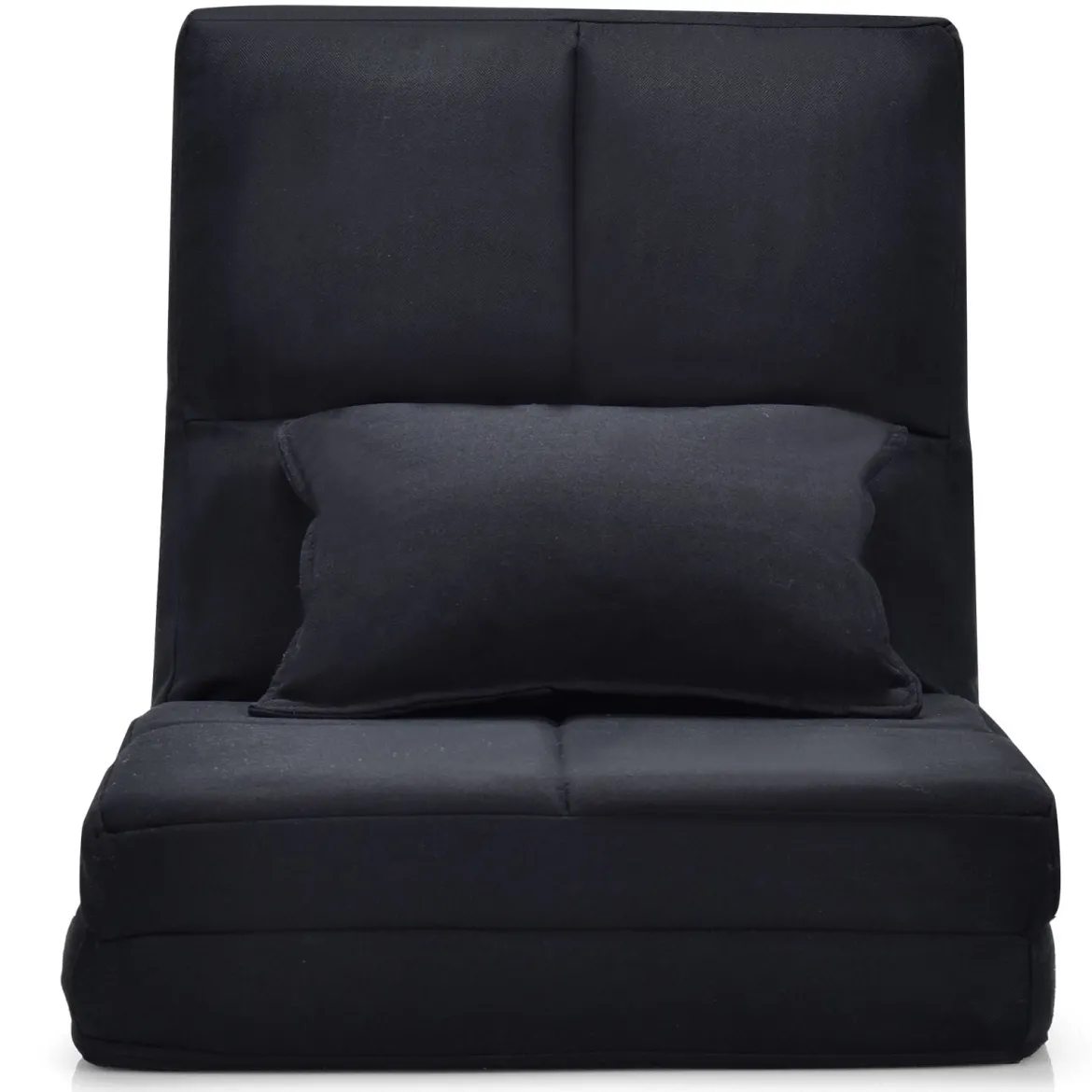 Verstellbarer Bodenstuhl Klappbares Bodensofa mit weichem Kissen Bodensessel Schwarz