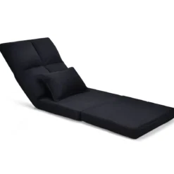 Verstellbarer Bodenstuhl Klappbares Bodensofa mit weichem Kissen Bodensessel Schwarz