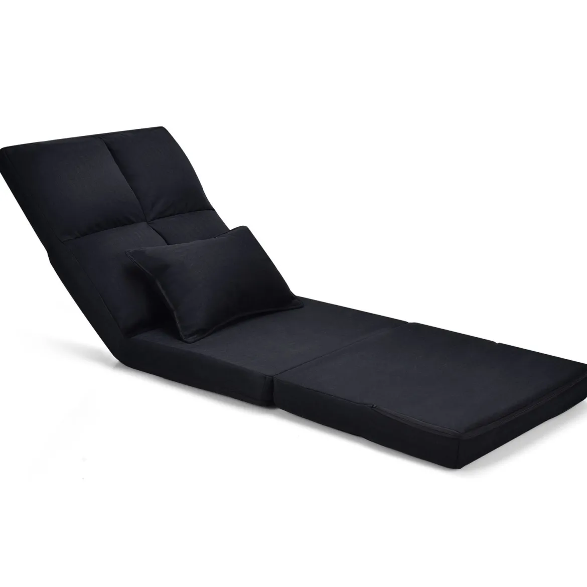 Verstellbarer Bodenstuhl Klappbares Bodensofa mit weichem Kissen Bodensessel Schwarz