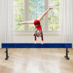 Verstellbarer Schwebebalken 226 cm Hoher und Tiefer Gymnastikbalken mit 3 Höhen Blau
