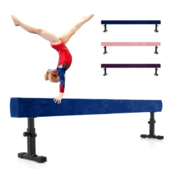 Verstellbarer Schwebebalken 226 cm Hoher und Tiefer Gymnastikbalken mit 3 Höhen Blau