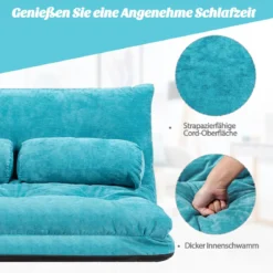 Verstellbares Bodensofa und Couch Bodensofa mit 2 Kissen 180 x 98 x 18 cm Blau