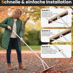 Verstellbares Dachreinigungswerkzeug mit 5 Leichten Alu Verlängerungsstangen Dachbürste Dachrechen