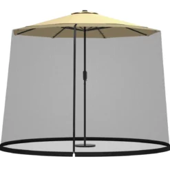 Verstellbares Moskitonetz für 270-300 cm Sonnenschirme Pavillon Insektenschutz Schwarz