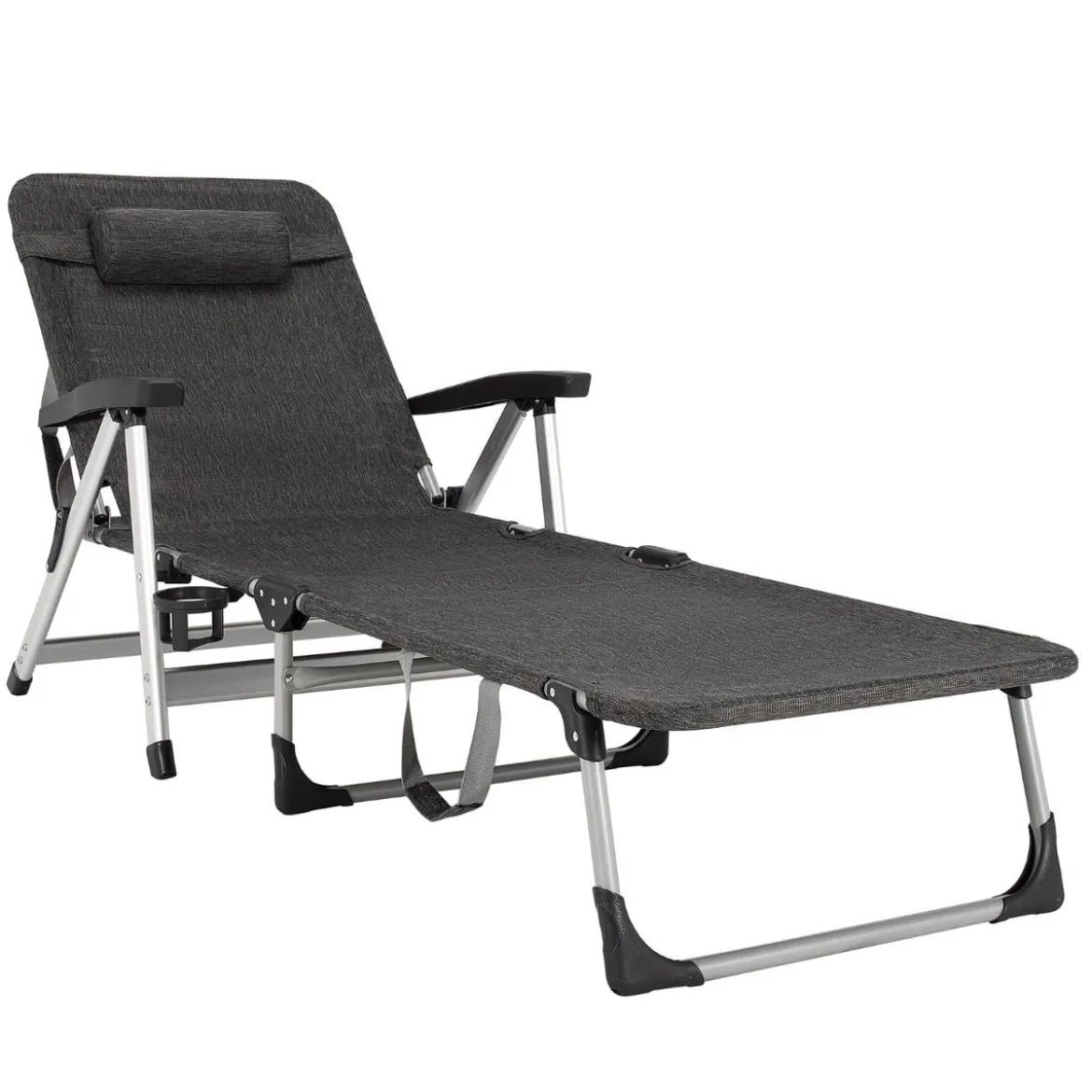 Verstellbare Sonnenliege Outdoor-Loungesessel 134-190 x 71 x 61,5-95 cm Grau