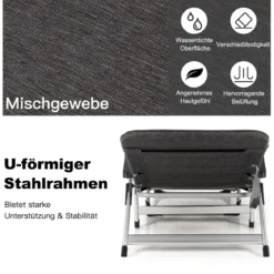 Verstellbare Sonnenliege Outdoor-Loungesessel 134-190 x 71 x 61,5-95 cm Grau