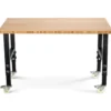 Verstellbare Werkbank mit Universalrollen Arbeitstisch aus Bambus 120 x 60 x 77-101 cm Natur