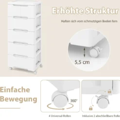 Vertikaler Nischenschrank mit Schubladen Aufbewahrungsschrank Kommode mit 6 Schubladen