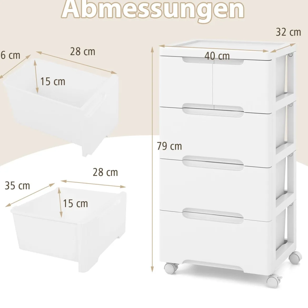 Vertikaler Nischenschrank mit Schubladen Aufbewahrungsschrank Kommode mit 5 Schubladen